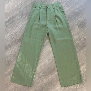 High Waisted Wide Leg Pleated Linen Pants